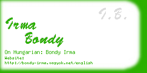 irma bondy business card